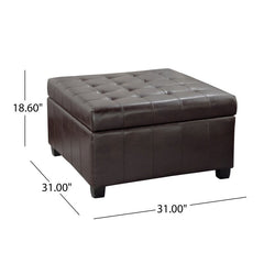 31'' Wide Faux Leather Tufted Square Ottoman with Storage