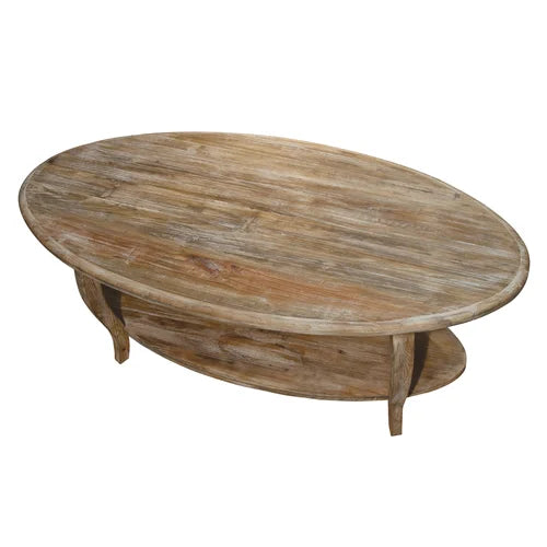 Francoise Solid Wood Coffee Table with Storage Oval Design With A