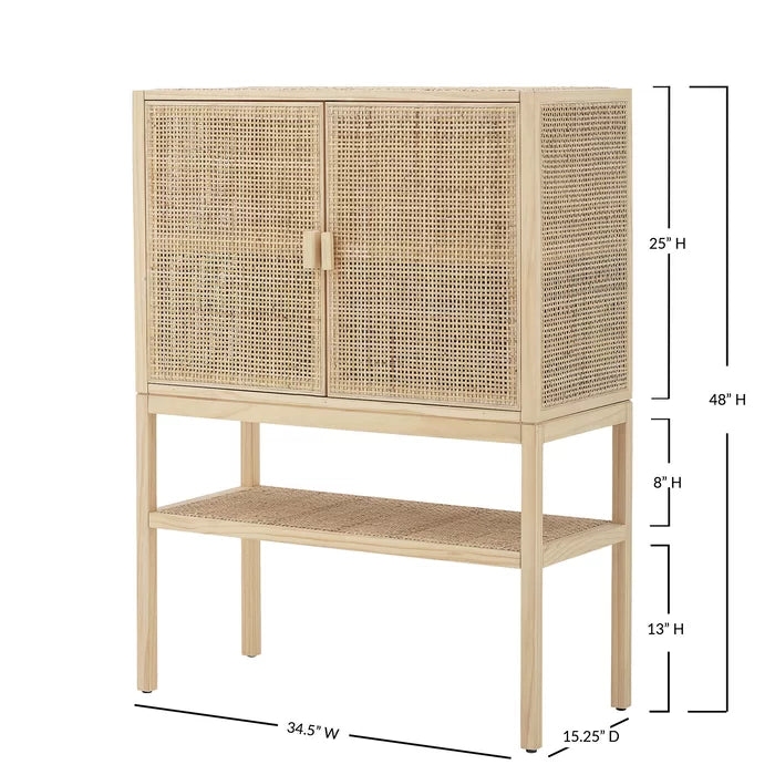 Natural Franke 48'' Tall 2 - Door Accent Cabinet Transitional Boho-Inspired