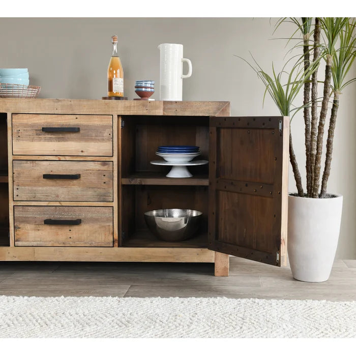 Natural Frederickson 63'' Wide 3 Drawer Pine Solid Wood Sideboard