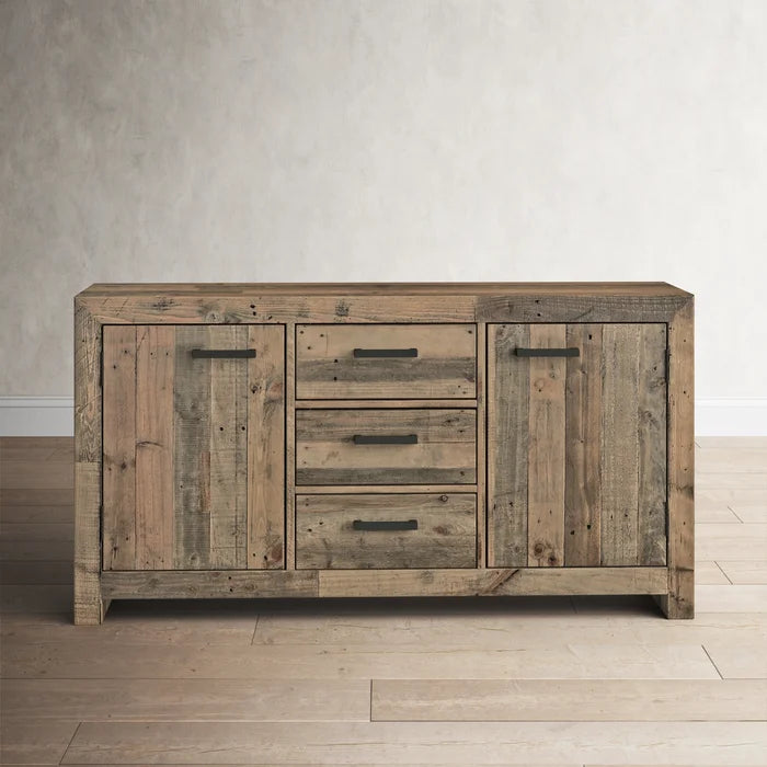 Natural Frederickson 63'' Wide 3 Drawer Pine Solid Wood Sideboard