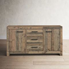 Natural Frederickson 63'' Wide 3 Drawer Pine Solid Wood Sideboard