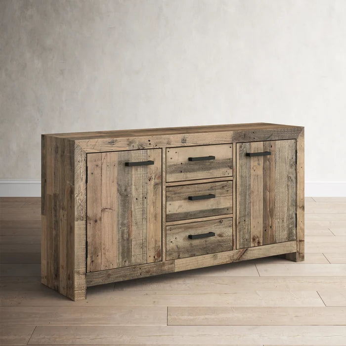 Natural Frederickson 63'' Wide 3 Drawer Pine Solid Wood Sideboard