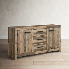 Natural Frederickson 63'' Wide 3 Drawer Pine Solid Wood Sideboard