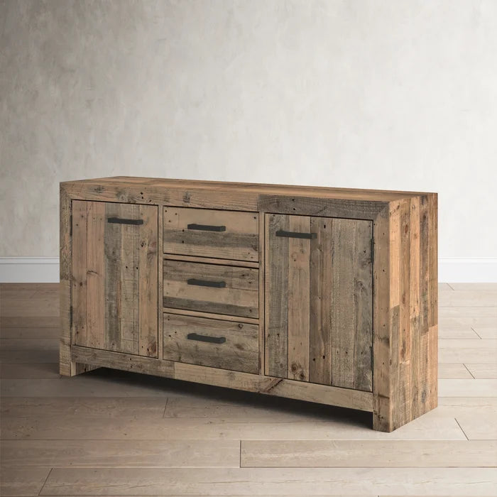 Natural Frederickson 63'' Wide 3 Drawer Pine Solid Wood Sideboard