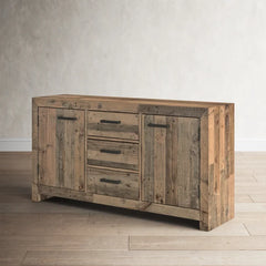 Natural Frederickson 63'' Wide 3 Drawer Pine Solid Wood Sideboard