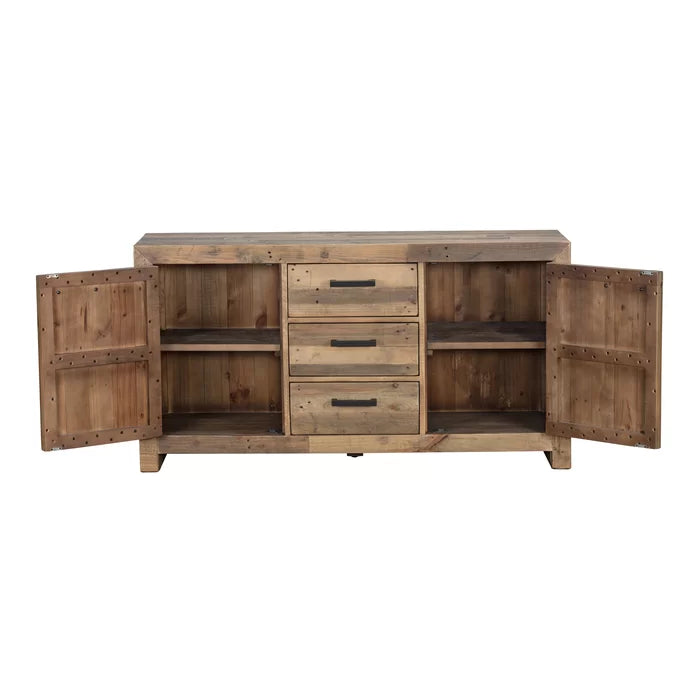Natural Frederickson 63'' Wide 3 Drawer Pine Solid Wood Sideboard
