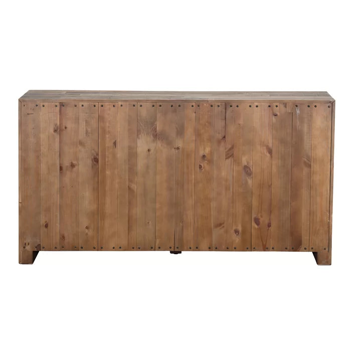 Natural Frederickson 63'' Wide 3 Drawer Pine Solid Wood Sideboard