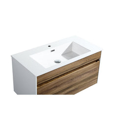 1 - Wall-Mounted Single Bathroom Vanity Set One Deep Drawer Offers Out-Of-Sight Storage for Toiletries, Towels, and Cosmetics Smooth-Operating Glides