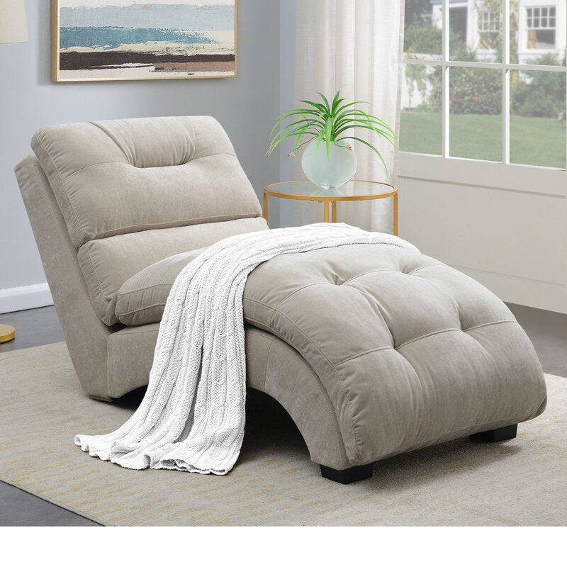 Fuhr Tufted Armless Chaise Lounge Plush Microfiber Fabric