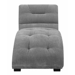 Fuhr Tufted Armless Chaise Lounge Granite Plush Microfiber Fabric