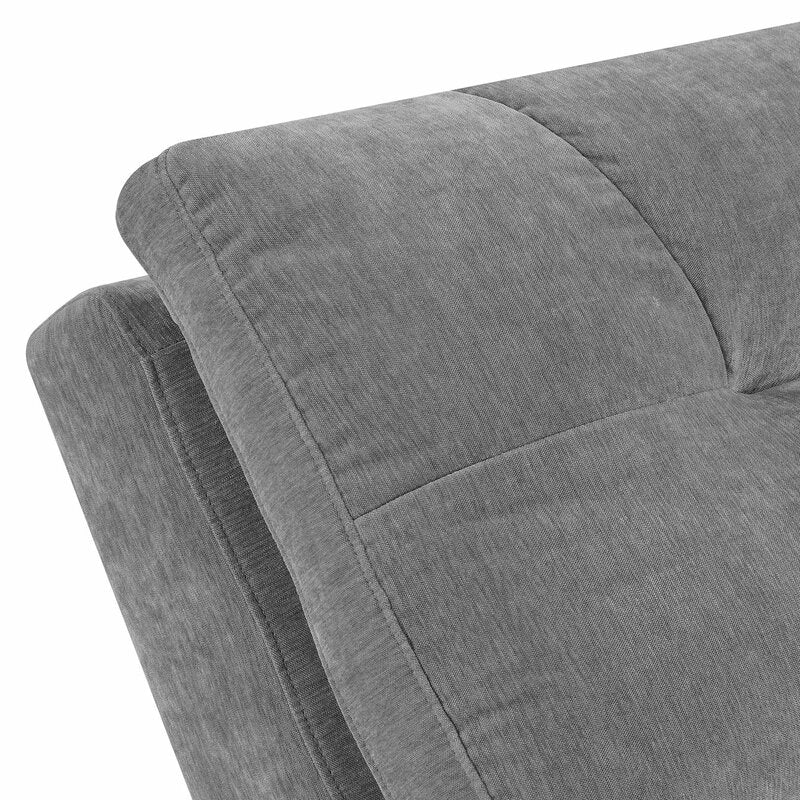 Fuhr Tufted Armless Chaise Lounge Granite Plush Microfiber Fabric