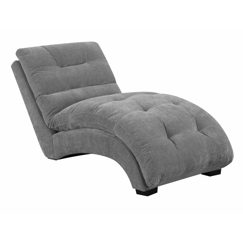Fuhr Tufted Armless Chaise Lounge Granite Plush Microfiber Fabric