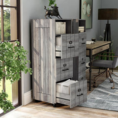 Rustic Walnut 3-drawer File Cabinet - Distressed Grey Organize Office Supplies