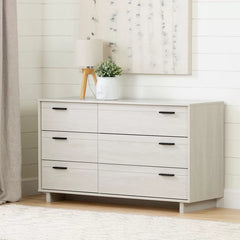 Winter Oak Fynn 54.38'' Wide 6 - Drawer Double Dresser Contemporary Style