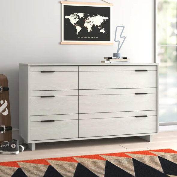 Winter Oak Fynn 54.38'' Wide 6 - Drawer Double Dresser Contemporary Style