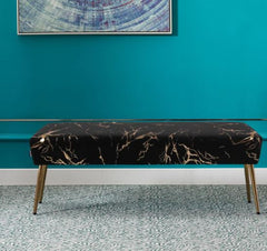 Alfred Upholstered Bench Versatile as a Bench Gleaming Metallic Finish