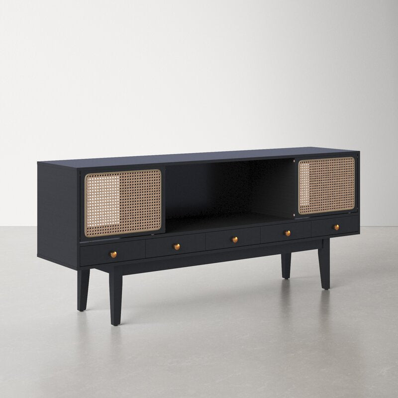 Black Natural Gabe TV Stand for TVs up to 70" Wide Scale Open Storage
