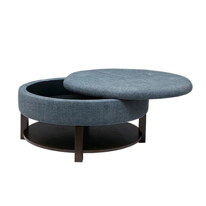 Blue Gafna 36'' Wide Tufted Round Storage Ottoman with Storage Stylish Addition