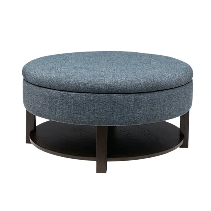 Blue Gafna 36'' Wide Tufted Round Storage Ottoman with Storage Stylish Addition