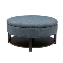 Blue Gafna 36'' Wide Tufted Round Storage Ottoman with Storage Stylish Addition