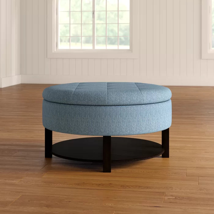 Blue Gafna 36'' Wide Tufted Round Storage Ottoman with Storage Stylish Addition