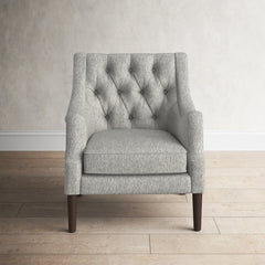 Gray Polyester 29.25'' Wide Tufted Wingback Chair Lending Some Traditional Appeal to your Space. Upholstered in Foam-Filled Polyester
