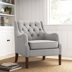 Gray Polyester 29.25'' Wide Tufted Wingback Chair Lending Some Traditional Appeal to your Space. Upholstered in Foam-Filled Polyester