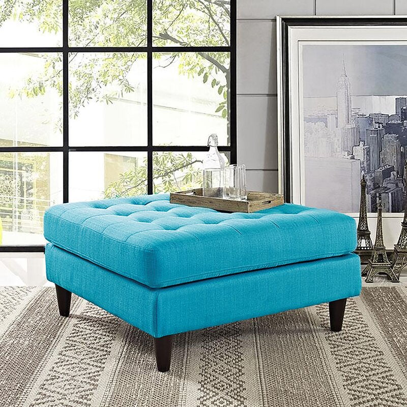 Galgano 35'' Wide Tufted Square Cocktail Ottoman Crafted from Solid Wood