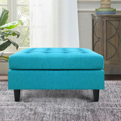 Galgano 35'' Wide Tufted Square Cocktail Ottoman Crafted from Solid Wood