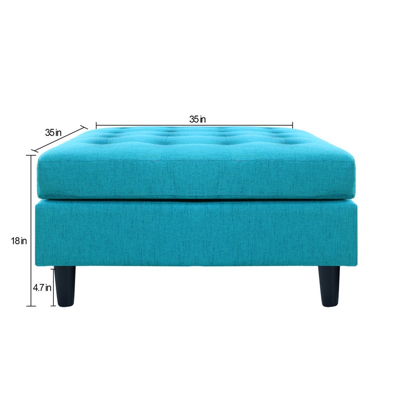 Galgano 35'' Wide Tufted Square Cocktail Ottoman Crafted from Solid Wood