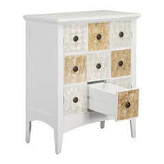 White Galle 32.125'' Tall 2 - Door Apothecary Accent Cabinet Neutral Toned Abalone Shell Style