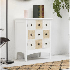 White Galle 32.125'' Tall 2 - Door Apothecary Accent Cabinet Neutral Toned Abalone Shell Style