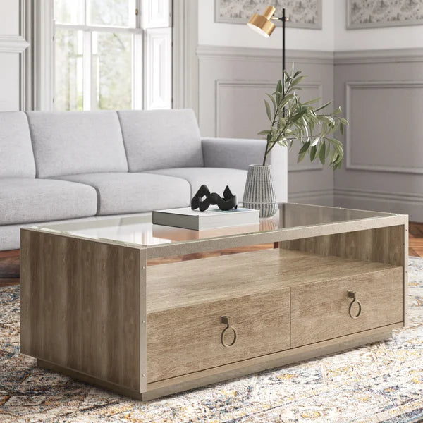 Gambrell Solid Coffee Table with Storage Farmhouse Charm to your Living Room