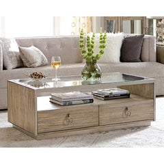 Gambrell Solid Coffee Table with Storage Farmhouse Charm to your Living Room