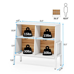 Garberville 31.5'' H x 31.5'' W Iron Bookcase 3-Tier Stylish Bookshelf 4 Open Cubes