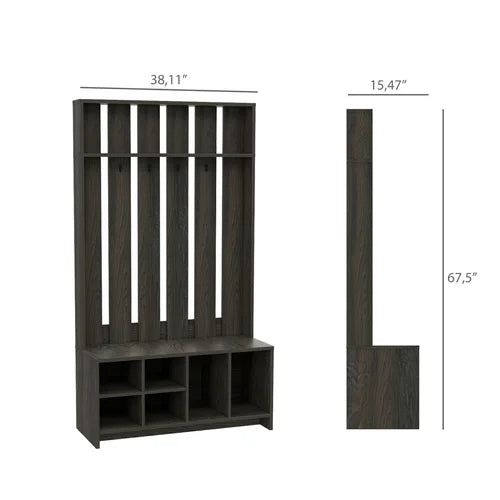 Espresso Gardendale 38'' Wide Hall Tree with Bench and Shoe Storage