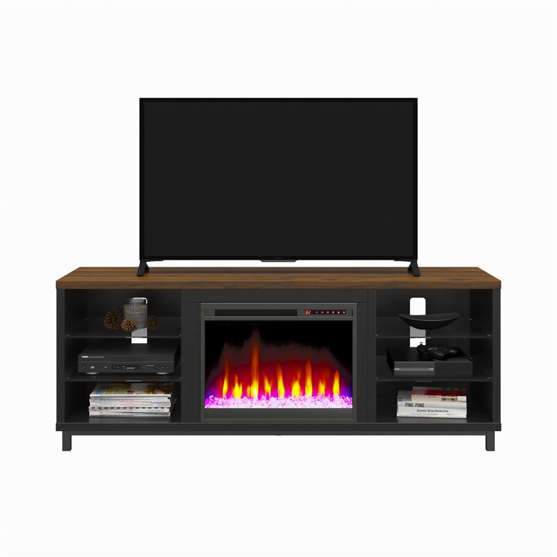 Black/Walnut Garysburg TV Stand for TVs up to 70" with Fireplace Included