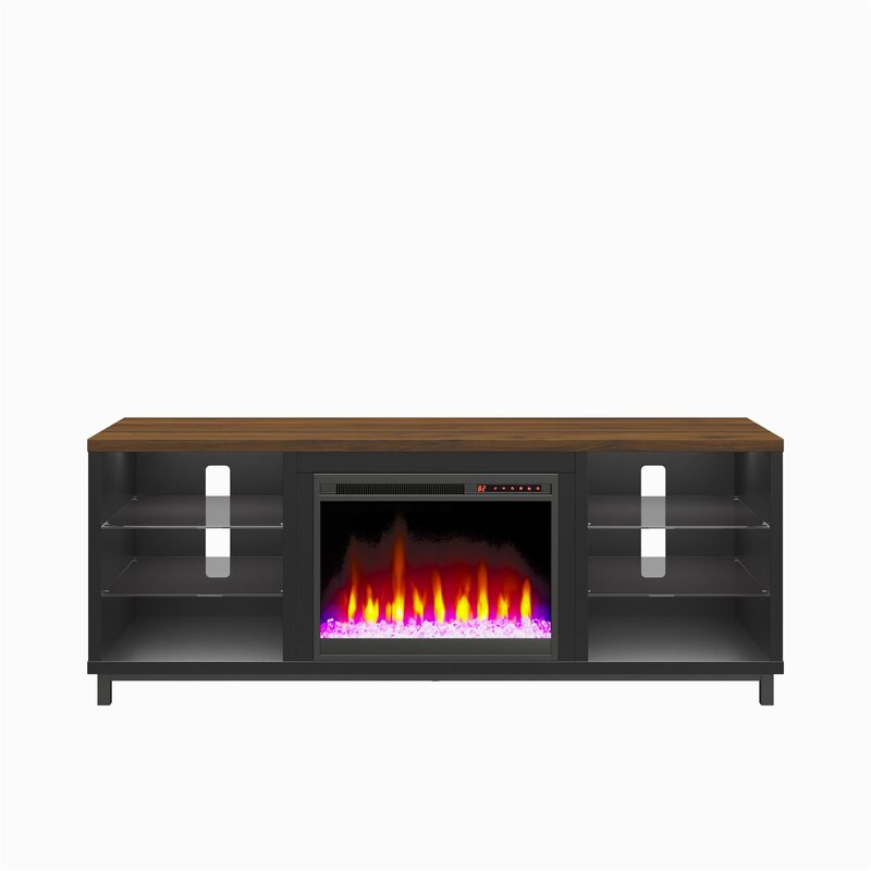 Black/Walnut Garysburg TV Stand for TVs up to 70" with Fireplace Included