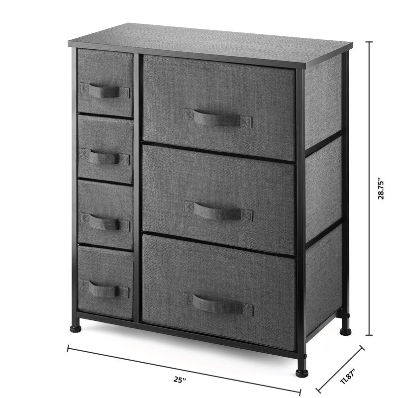 Charcoal Black Gastonne 7 Drawer 25'' W Chest Strong Rust Resistant Finish