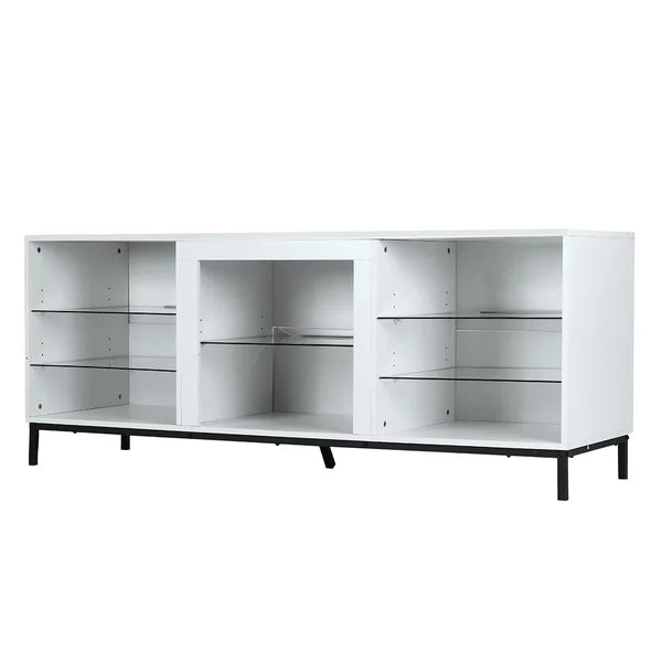 White Gattis TV Stand for TVs up to 70" with Built-in Lighting Adjustable Shelves