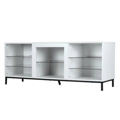 White Gattis TV Stand for TVs up to 70" with Built-in Lighting Adjustable Shelves