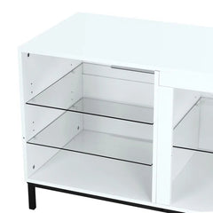White Gattis TV Stand for TVs up to 70" with Built-in Lighting Adjustable Shelves