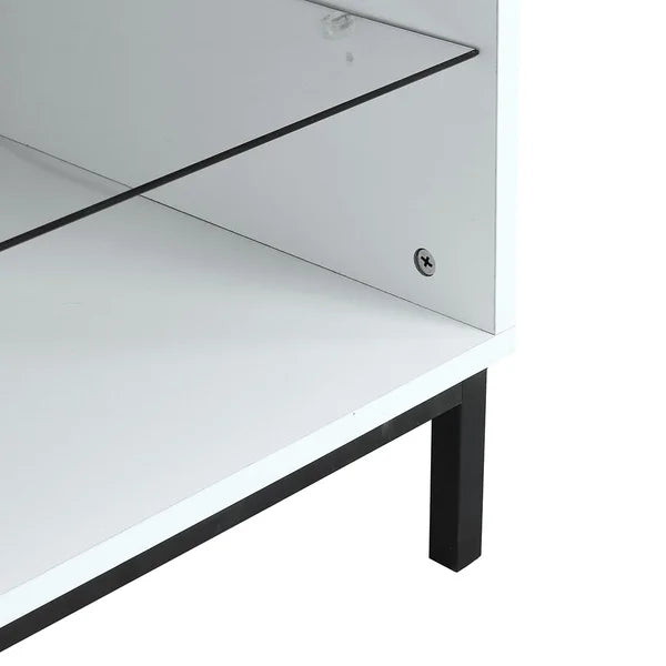 White Gattis TV Stand for TVs up to 70" with Built-in Lighting Adjustable Shelves