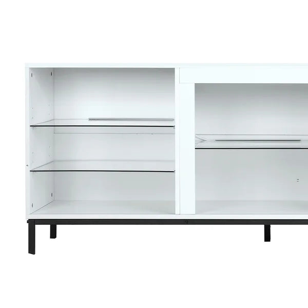 White Gattis TV Stand for TVs up to 70" with Built-in Lighting Adjustable Shelves