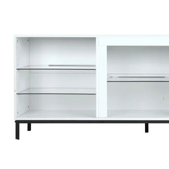 White Gattis TV Stand for TVs up to 70" with Built-in Lighting Adjustable Shelves