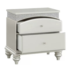 Solid Wood Gemma 23'' Tall 2 - Drawer Nightstand in Platinum Perfect Organize