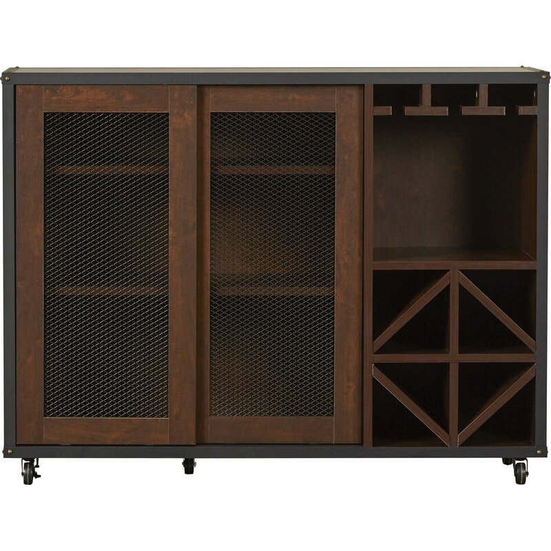 47.2'' Wide Server Two Mesh Doors that Open To Reveal Three Shelves Provides the Perfect Stage for Displaying Frame Photos and Accent Pieces