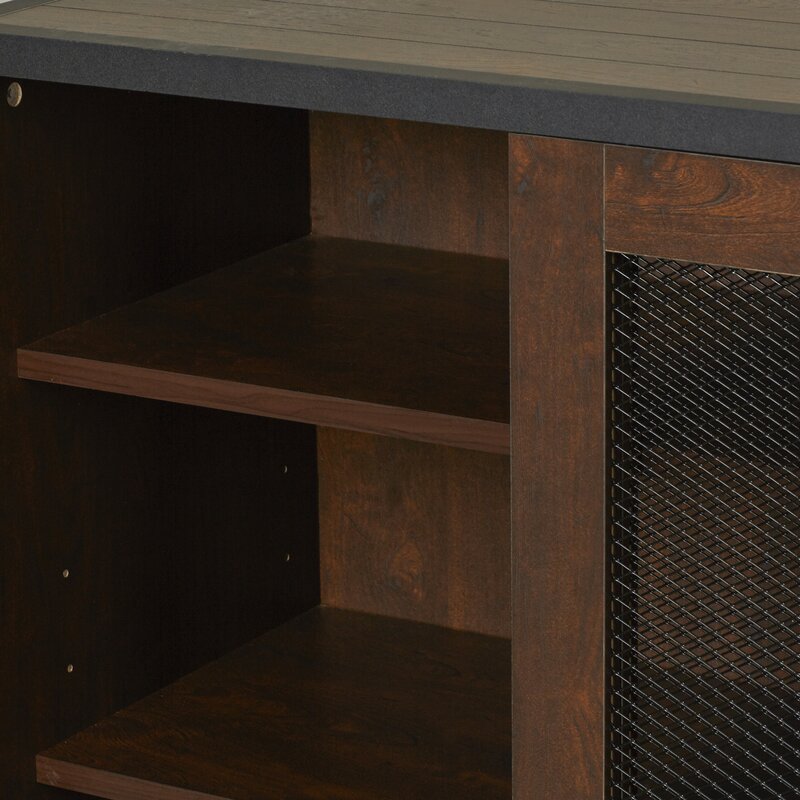 47.2'' Wide Server Two Mesh Doors that Open To Reveal Three Shelves Provides the Perfect Stage for Displaying Frame Photos and Accent Pieces