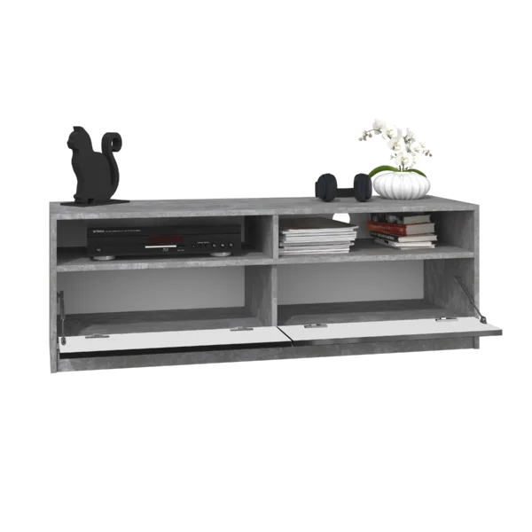 Black Gennine TV Stand for TVs up to 55" Modern Style 2 Open Shelves that Offer Ample Space